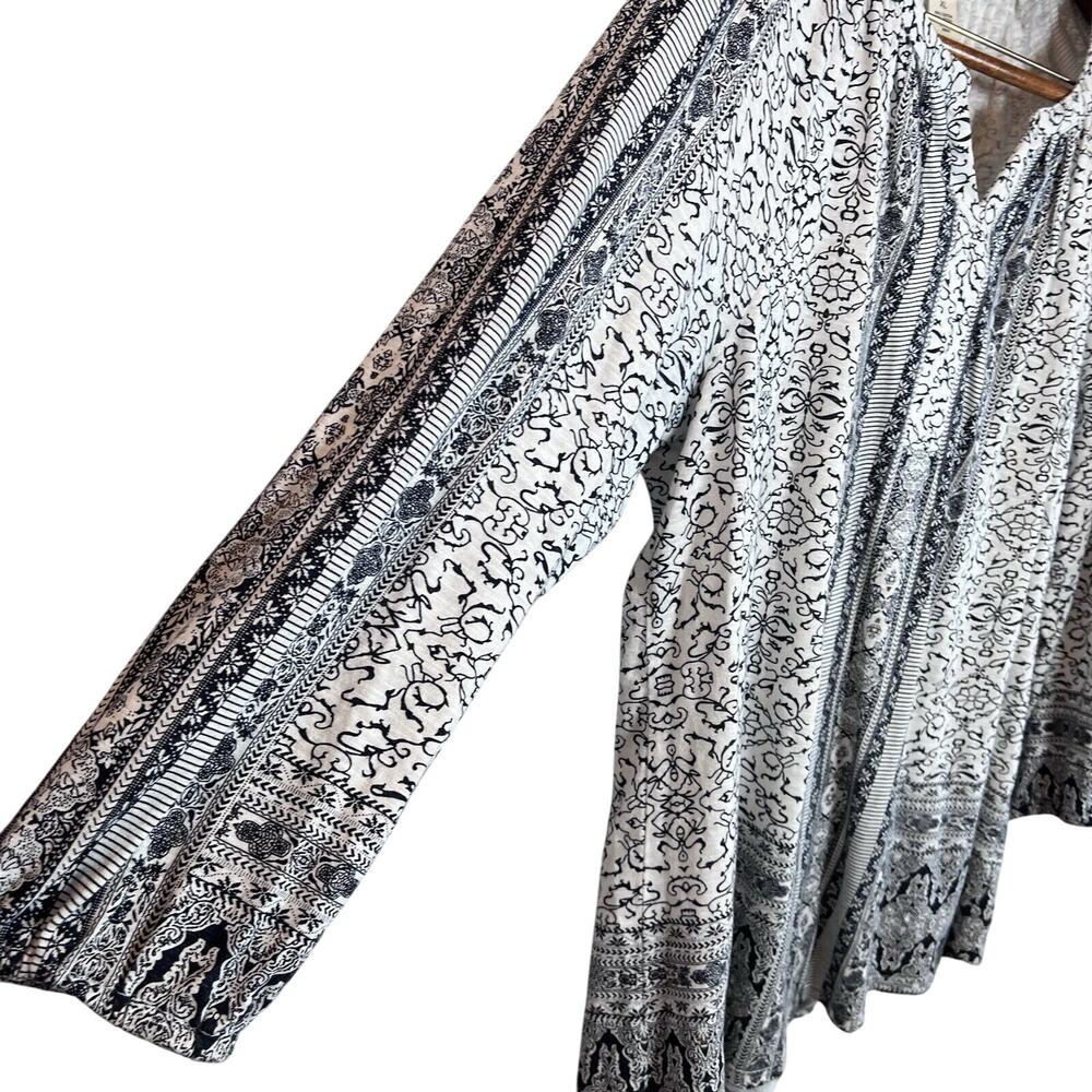 Style & Co Blouse Women's Size XL Floral Long Sleeve Boho Blue & White - Picture 3 of 9